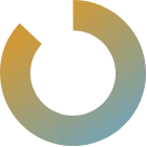 A circular progress ring with a gap at the top, fading from orange on the upper left to blue on the lower right, resembling a partially completed loading indicator.