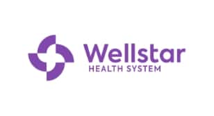 The Wellstar Health System logo features a purple geometric symbol resembling four curved shapes forming a cross, with the words Wellstar Health System in purple text to the right.